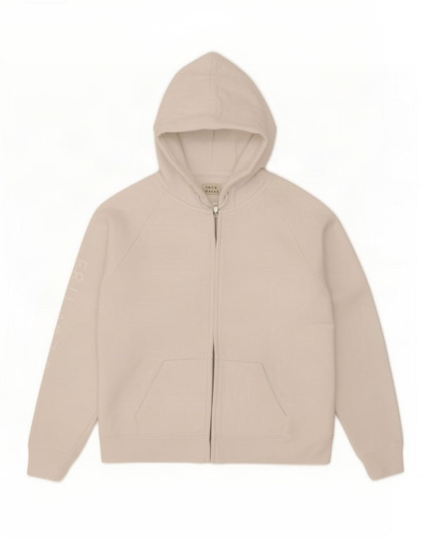 Jack Wills Pull à capuche zippé pour femme UK 12 Coton blanc moyen