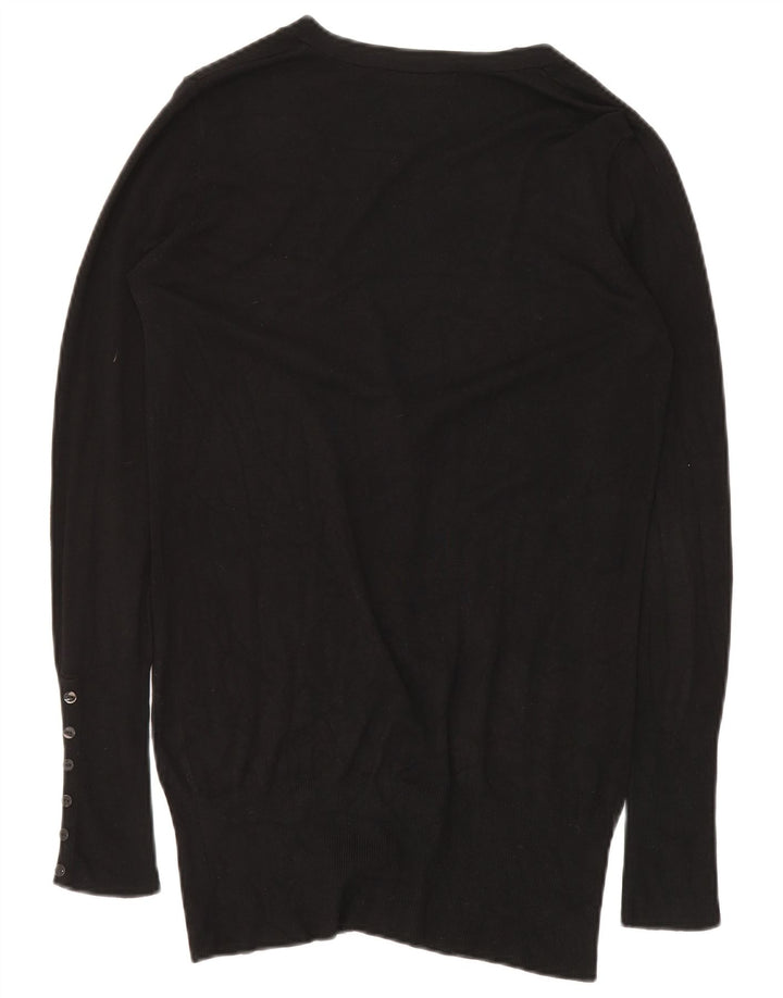 ZARA Womens Longline Cardigan Sweater UK 14 Medium Black Rayon