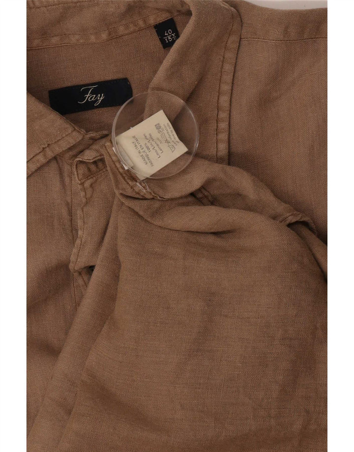 Ανδρικό πουκάμισο Fay Size 40 15 3/4 Medium Beige Λινό