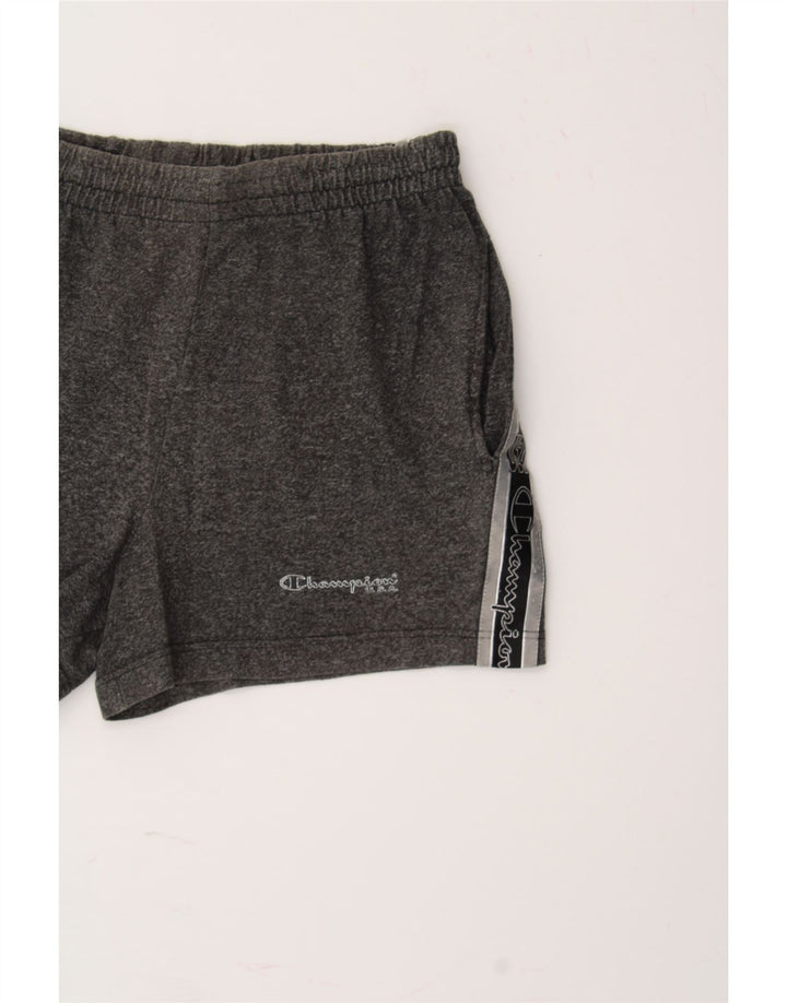 CHAMPION Womens Graphic Sport Shorts UK 14 Medium Grey Flecked Vintage Champion and Second-Hand Champion from Messina Hembry 