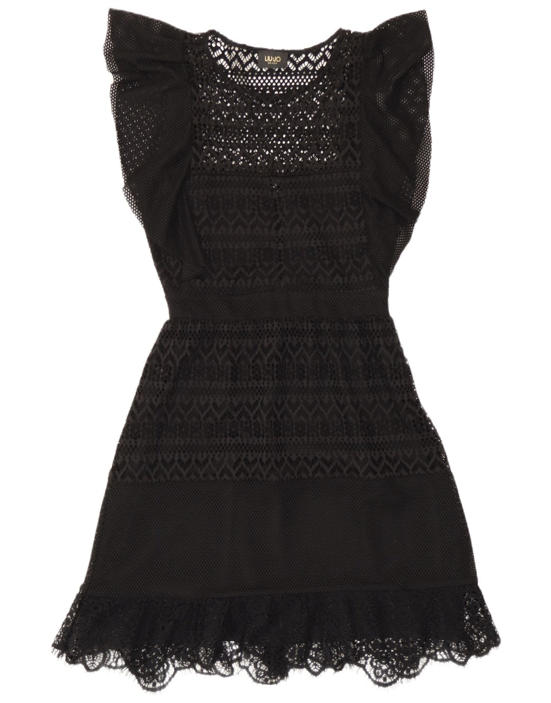 Liu Jo Womens Crochet A-Line Dress IT 42 Medium Black Polyester