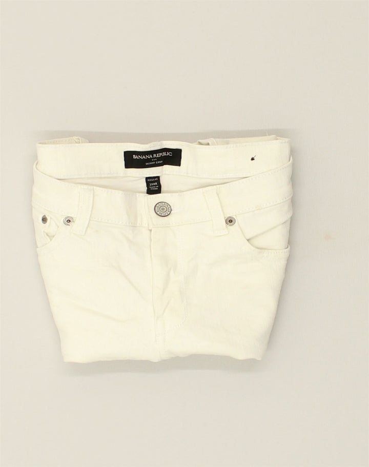 BANANA REPUBLIC Womens Crop Skinny Jeans W27 L26 White Cotton | Vintage Banana Republic | Thrift | Second-Hand Banana Republic | Used Clothing | Messina Hembry 