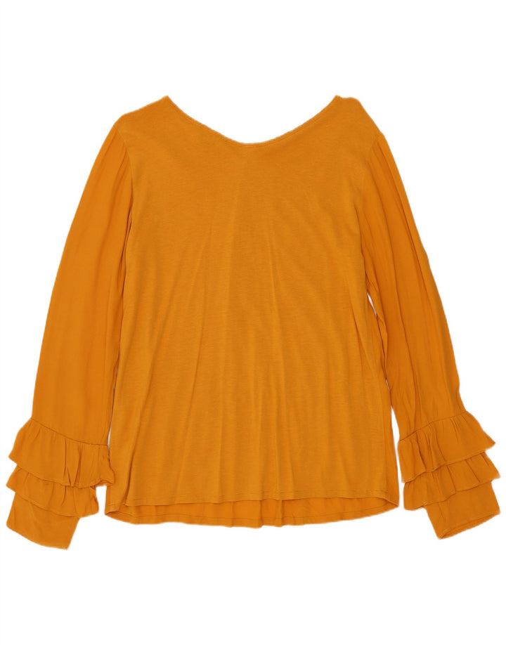 Massimo Dutti Womens Long Sleeve Blouse Top UK 10 Small Yellow Lyocell