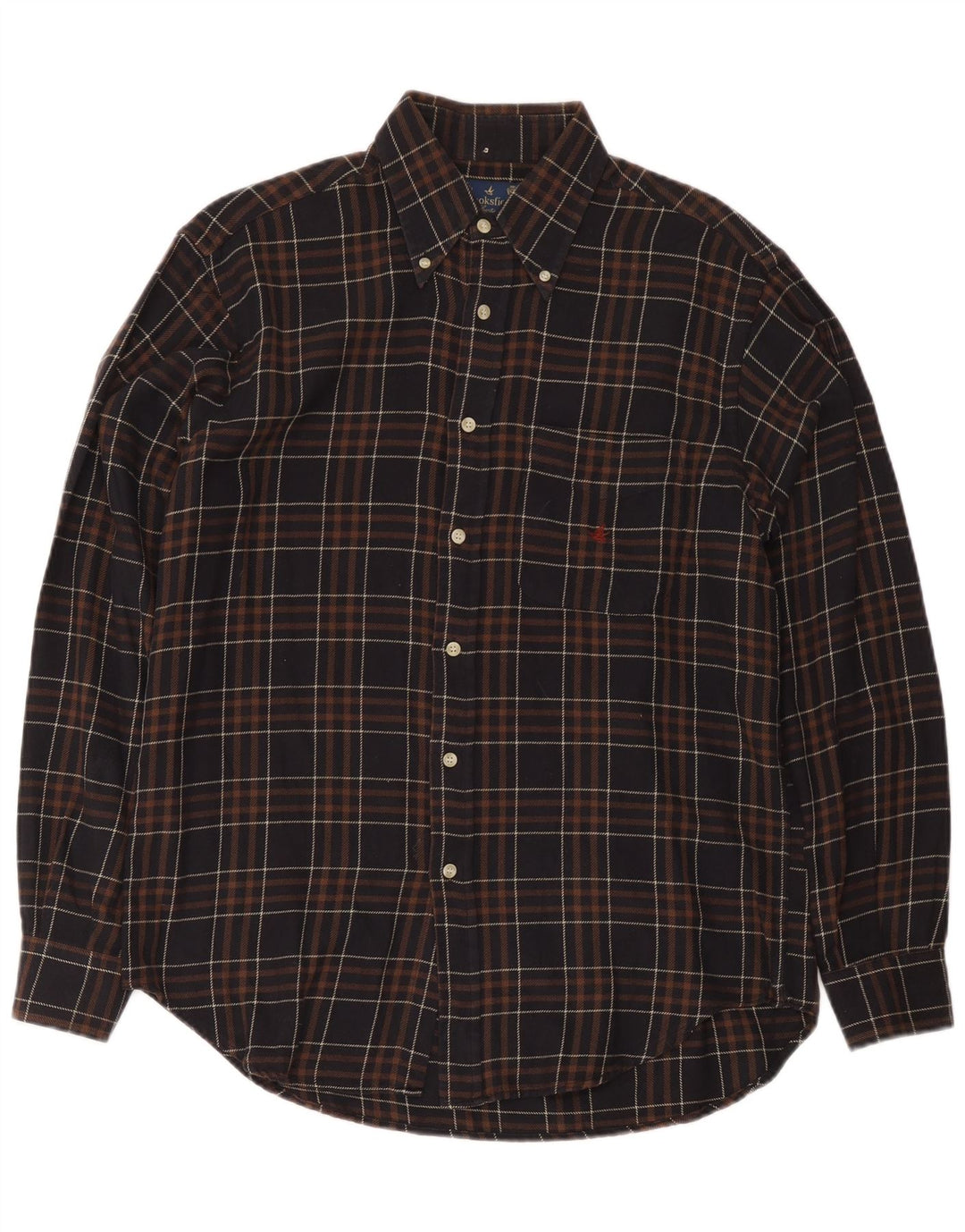Brooksfield Herre flannelskjorte str. 39 Medium Brun Plaid Bomuld
