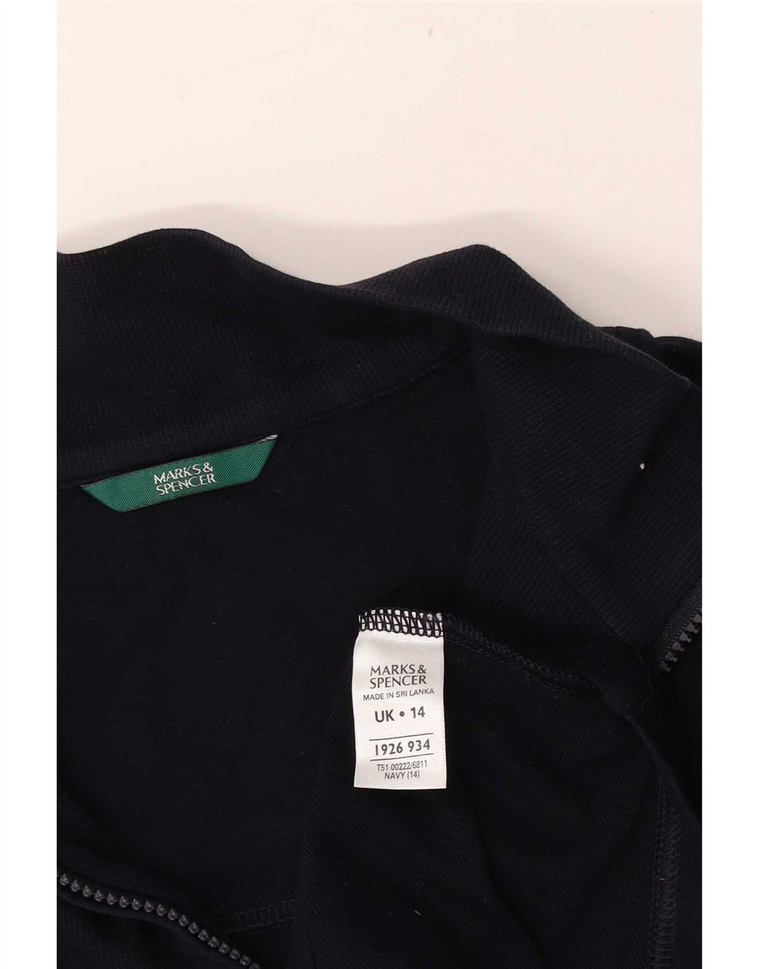 Marks & Spencer Womens Zip Neck Sweatshirt Jumper UK 14 Medium Navy Blue