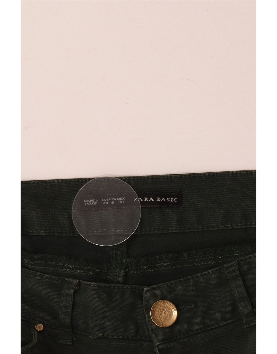 Zara Jean slim court pour femme EU 40 Medium W30 L24 Vert