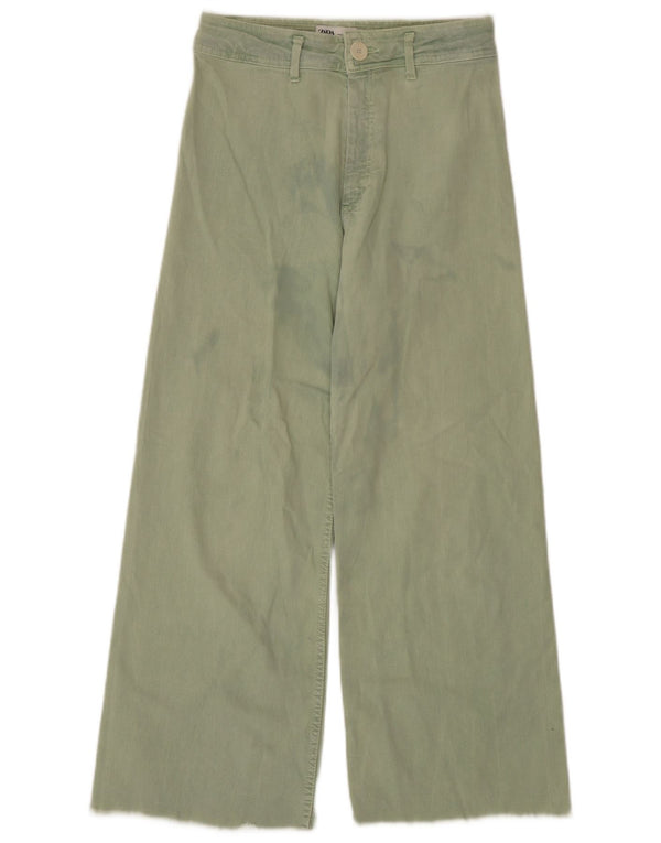 Zara Womens High Rise Wide Leg Jeans EU 40 Medium W30 L27 Grøn
