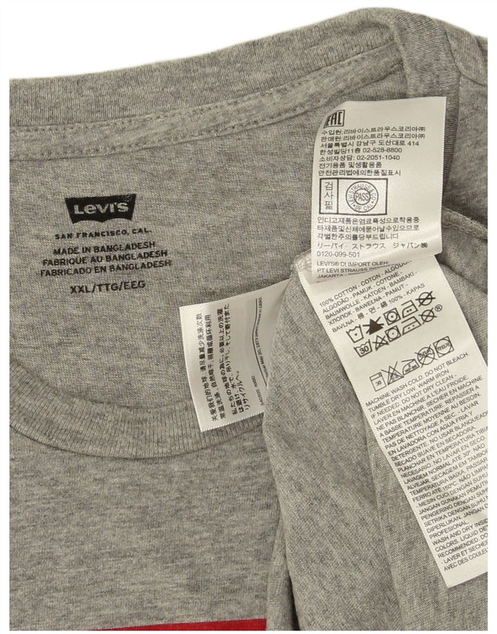 Levi's Mens Graphic T-Shirt Top 2XL Grey Cotton Logo