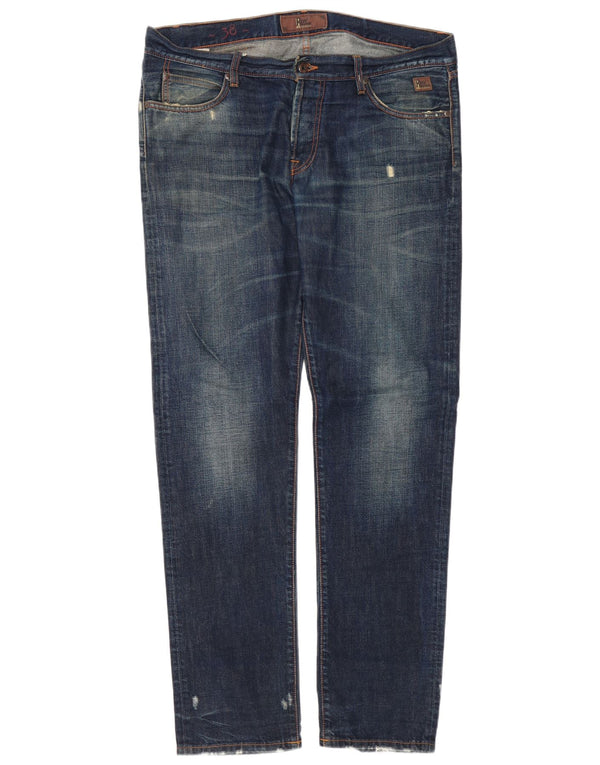 Roy Rogers Mens Distressed Slim Jeans W38 L34 kék pamut