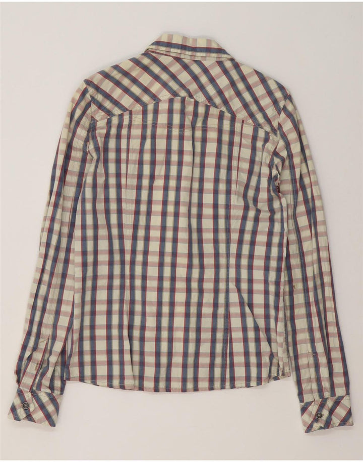 Camicia slim da donna Guru UK 12 Cotone medio a quadri bianchi