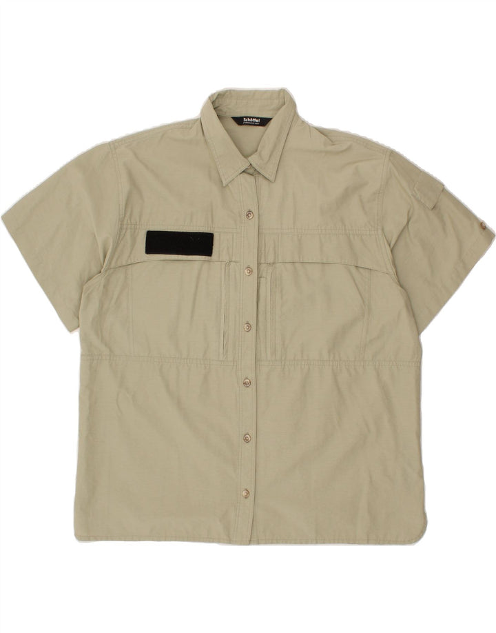 SCHOFFEL Womens Short Sleeve Shirt EU 48 2XL Grey Cotton Vintage Schoffel and Second-Hand Schoffel from Messina Hembry 