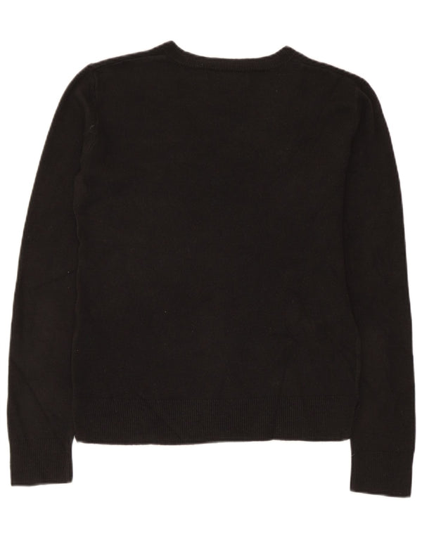 Marks & Spencer Womens V-Neck Jumper Sweater UK 6 XS Black Acrylic