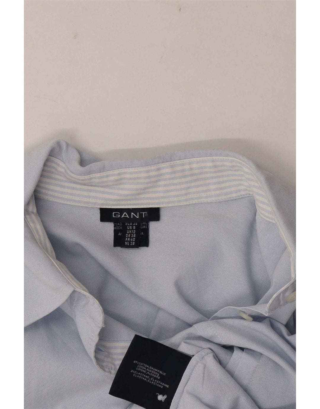 Gant Damen-Hemd UK 12 aus mittelblauer Baumwolle