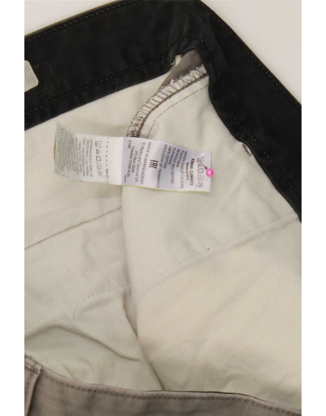 Marks & Spencer Mens Straight Chino Trousers W38 L29 Grey Cotton