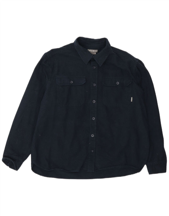 Eddie Bauer Mens Shirt Medium Navy Blue Cotton