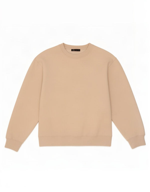 Zara Sweat-shirt surdimensionné pour femme UK 16 Grand coton beige