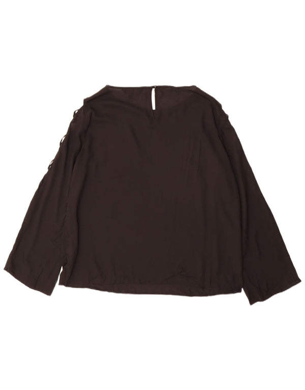 Blusa feminina de manga comprida Lipsy UK 16 grande poliéster preto