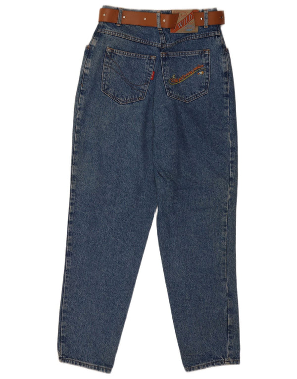 Wild Damen High Waist Tapered Jeans IT 48 XL W26 L30 Blaue Baumwolle