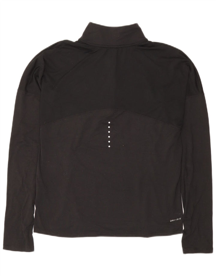 NIKE Womens Dri Fit Zip Neck Pullover Tracksuit Top UK 10 Small Black