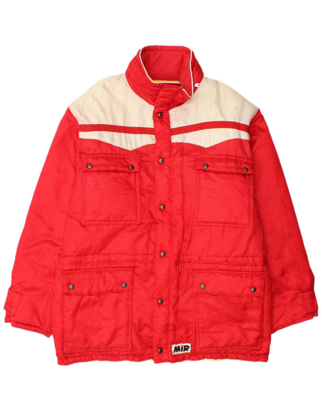 Vintage Mens Padded Coat UK 40 Large Red Colourblock