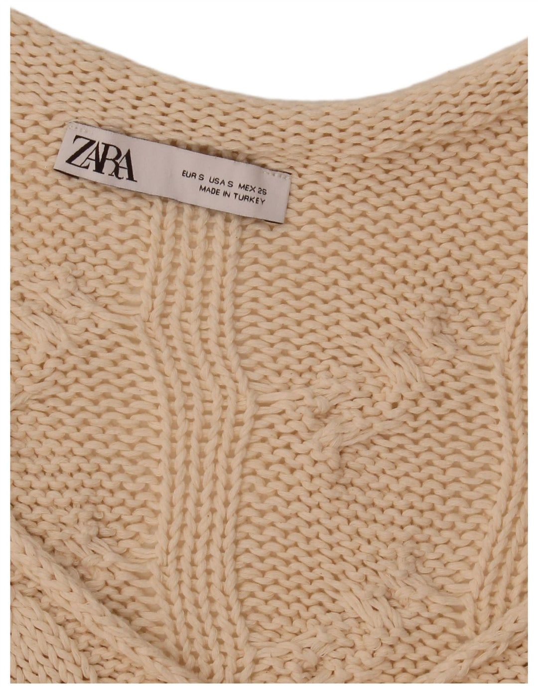 Zara Womens Oversized V-Neck Jumper Sweater UK 10 Small Off White