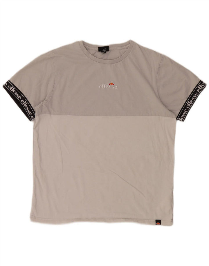 Ellesse Mens Graphic T-Shirt Top Medium Grey Colourblock Cotton