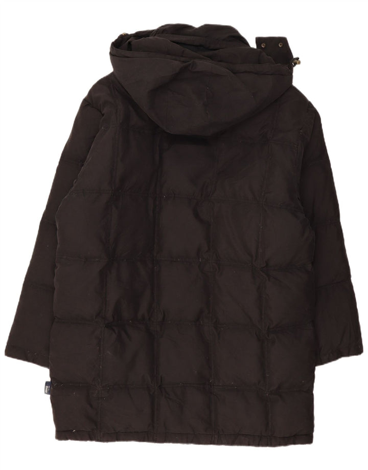 VINTAGE Womens Hooded Padded Coat EU 50 2XL Black Polyamide