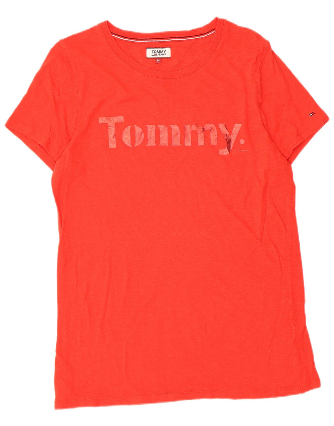 Tommy Hilfiger Womens Graphic T-Shirt Top UK 12 Medium Red