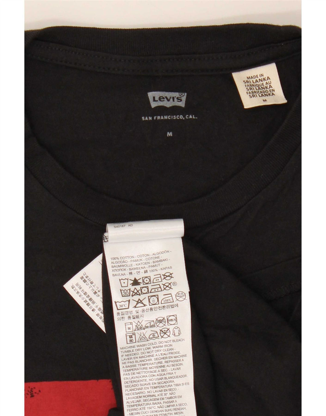 Levi's Mens Graphic T-Shirt Top Medium Black Cotton