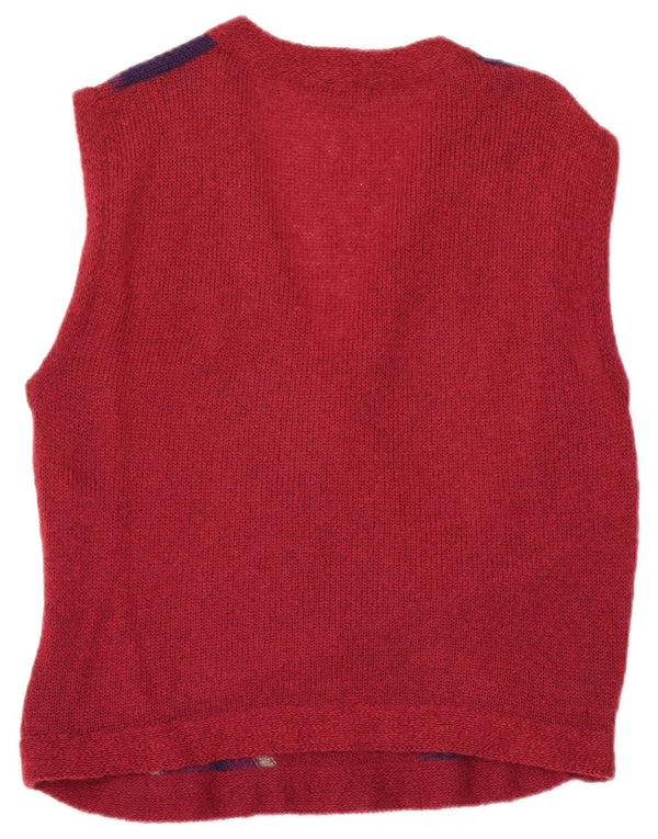 Werther Womens Crop Vest Tank Top IT 44 Medium Burgundy Striped Mohair