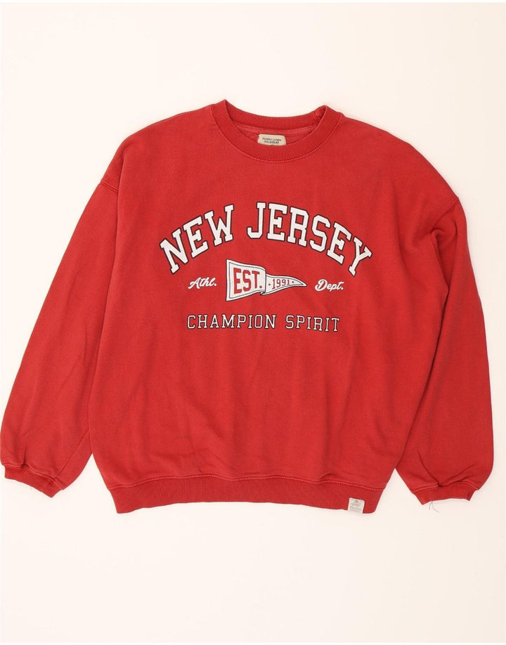 PULL & BEAR Womens Oversized Sweatshirt Jumper Small Red