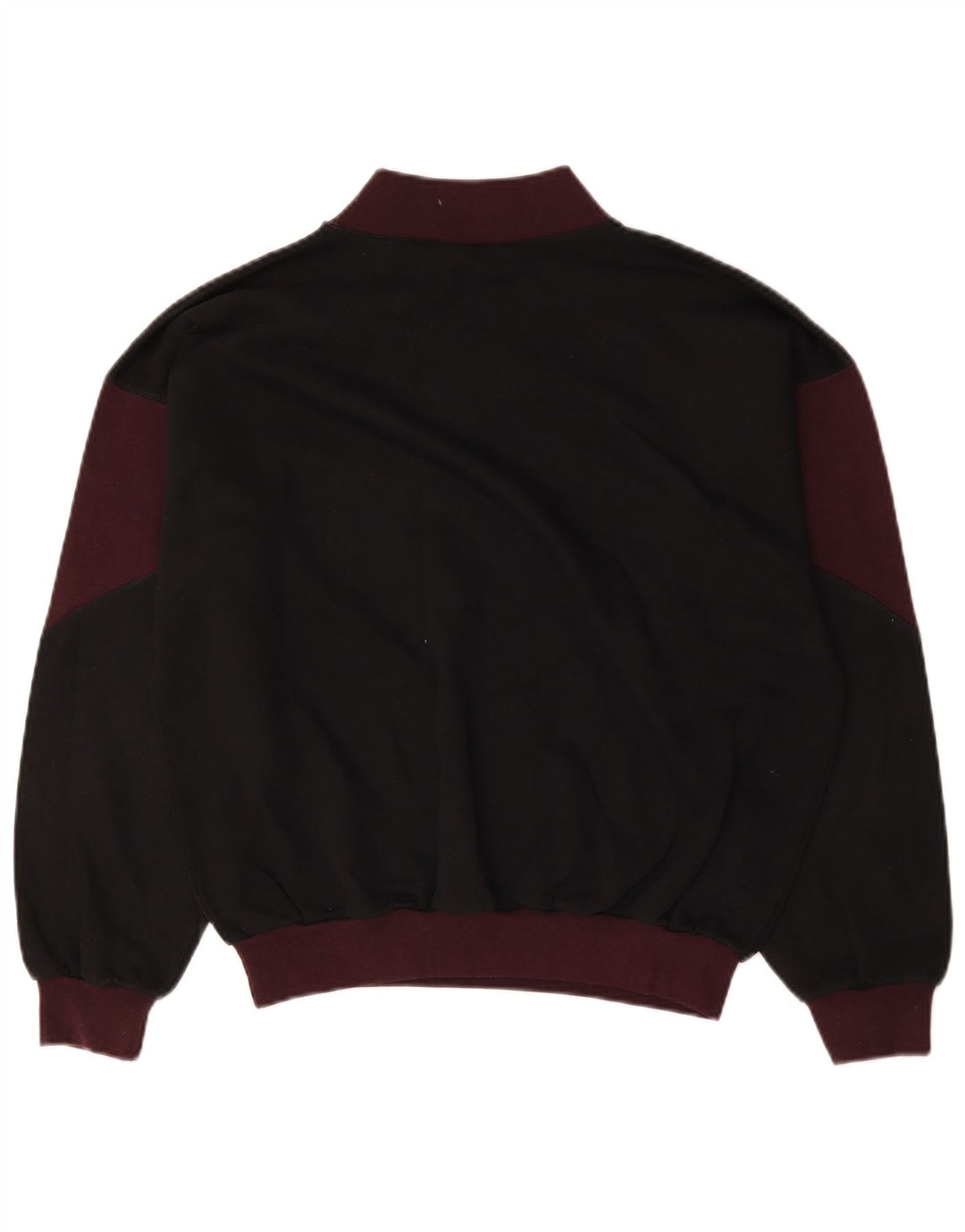 vintage Mens Sweatshirt Jumper Moyen Noir Colourblock Coton
