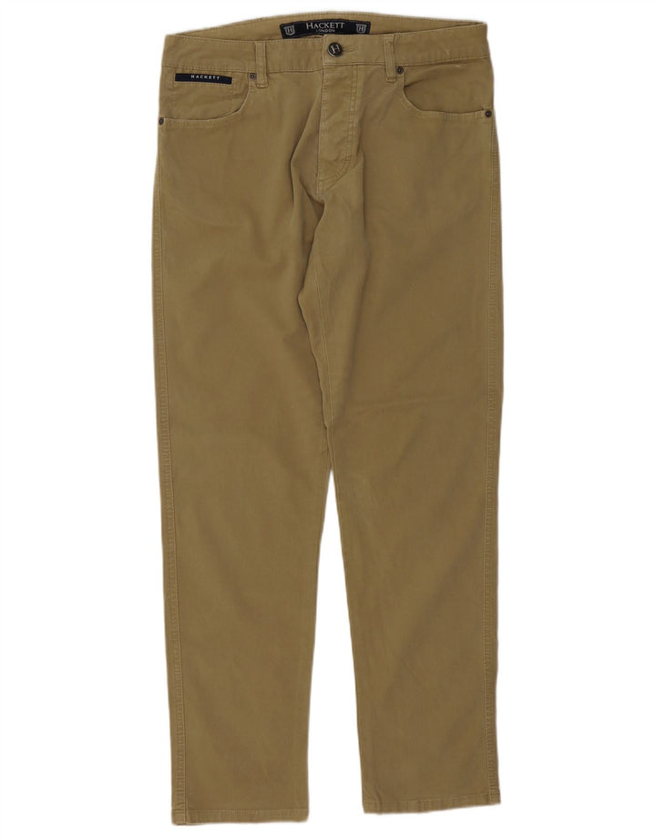Hackett Mens Slim Casual Trousers W34 L32 Khaki Cotton