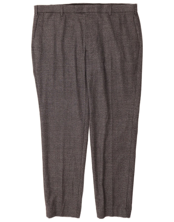Marks & Spencer Herren-Anzughose mit maßgeschneiderter Passform und geradem Schnitt, W40 L31, grau kariert