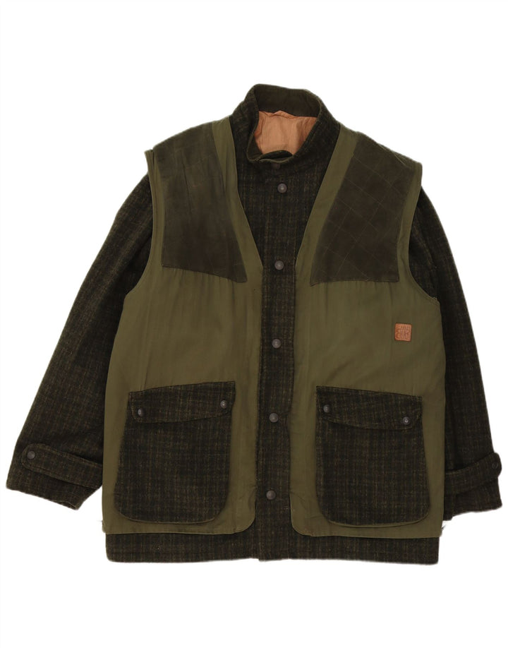 Belfe & Belfe Chaqueta utilitaria para hombre IT 54 2XL Lana a cuadros verde