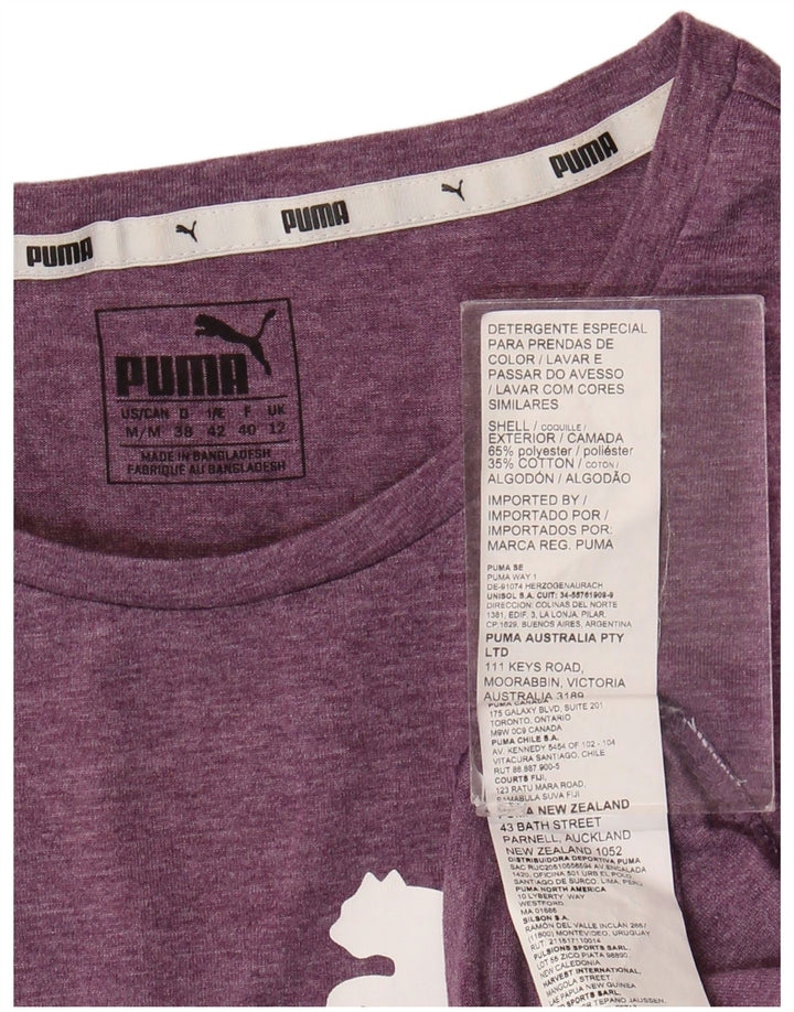 Puma Damen Graphic T-Shirt Top UK 12 Medium Lila Polyester