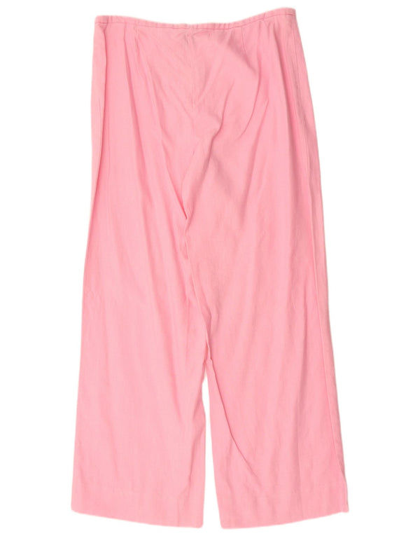 Olsen Dame Højtalje Bred Leg Casual Bukser UK 16 Large W34 L31 Pink