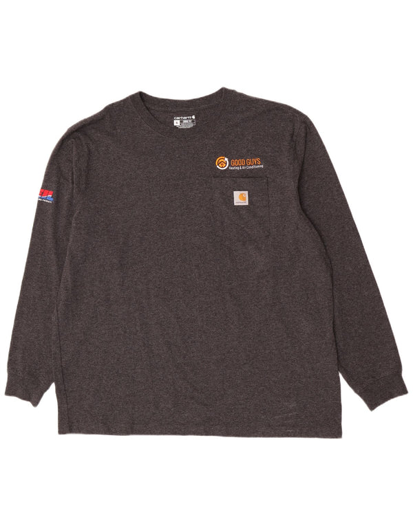 Carhartt Mens Loose Fit Graphic Top Manga Larga XL Algodón Gris