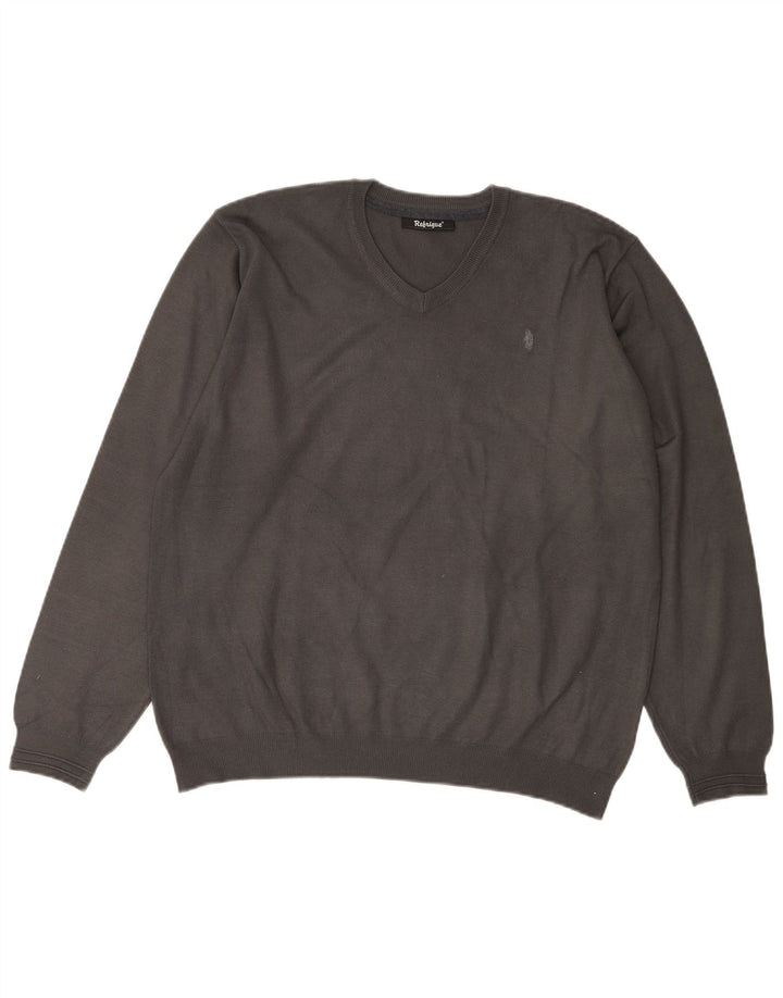 Suéter feminino REFRIGUE com decote em V UK 20 2XL Viscose cinza