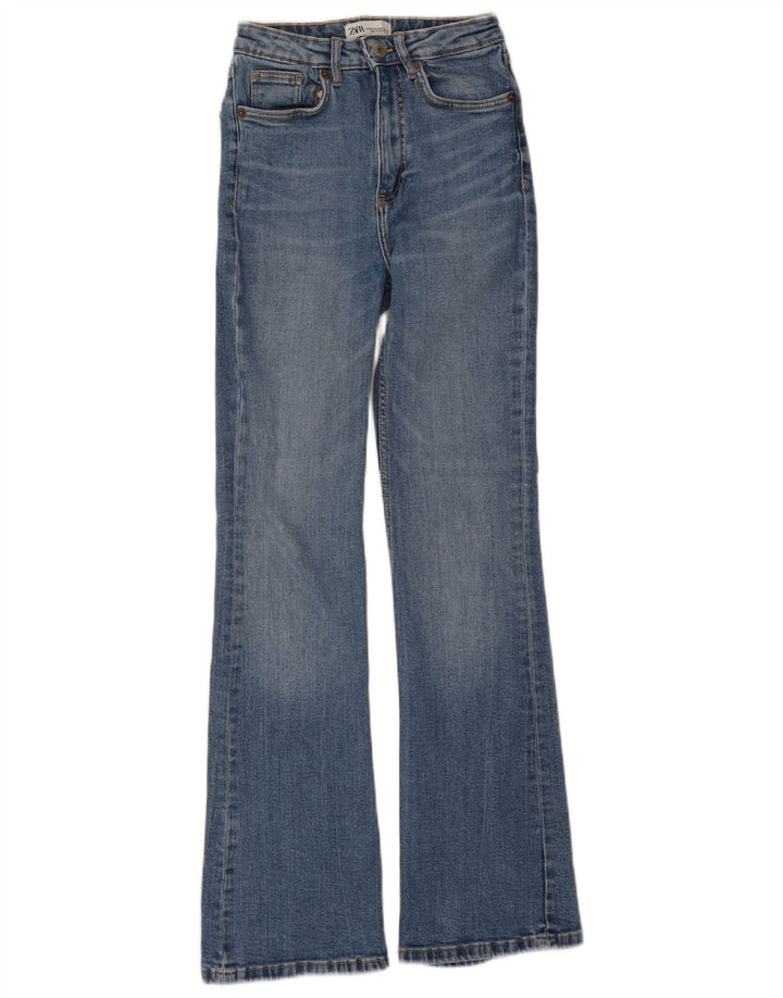 Zara Womens Flared Jeans EU 34 2XS W24 L30 Blue Cotton