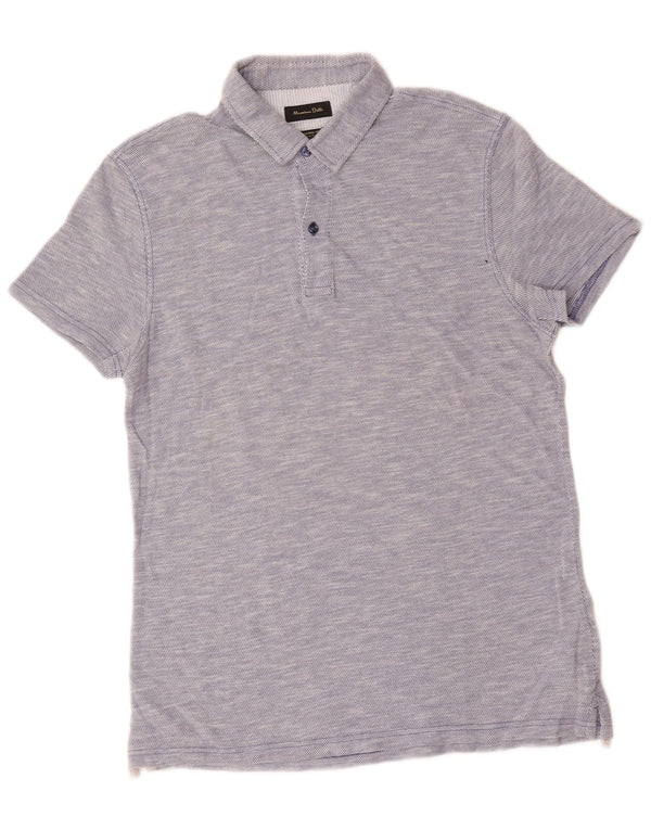 Massimo Dutti Herre Casual Fit Polo Shirt Medium Blue Flecked Bomuld