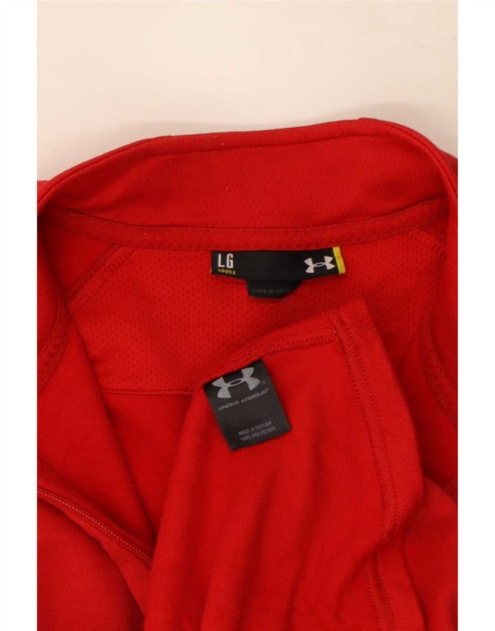 Under Armour Womens Tracksuit Top Jacket UK 16 Large Red Polyester