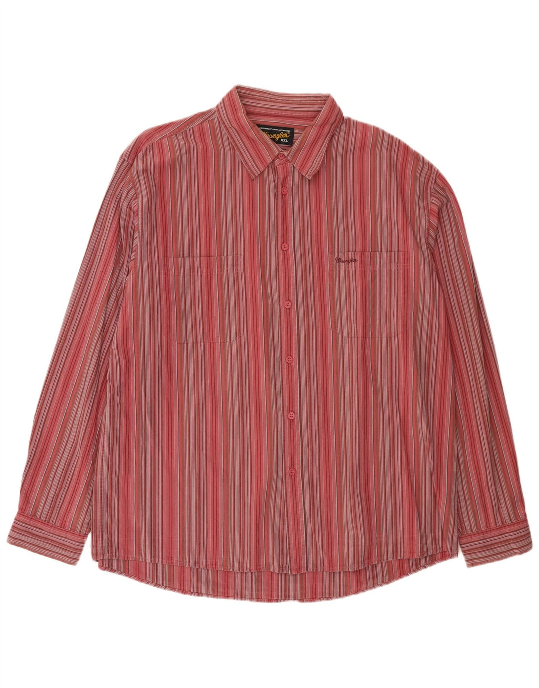 Wrangler Mens Shirt 2XL Red Striped Cotton
