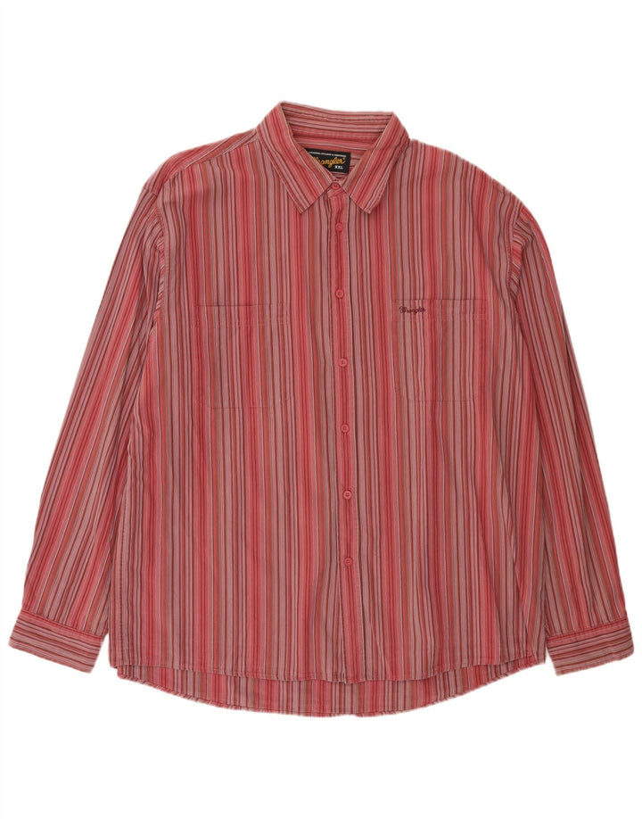 Wrangler Mens Shirt 2XL Red Striped Cotton
