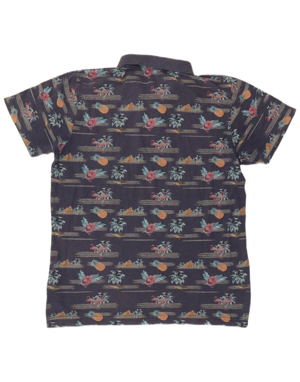 Jack & Jones Ανδρικό μπλουζάκι πόλο μεγάλο μπλε ναυτικό φλοράλ βαμβακερό