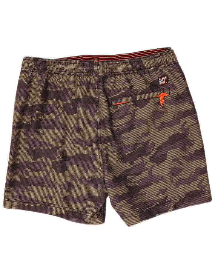 Superdry Mens Graphic Swimming Shorts Large  Khaki Camouflage Polyester