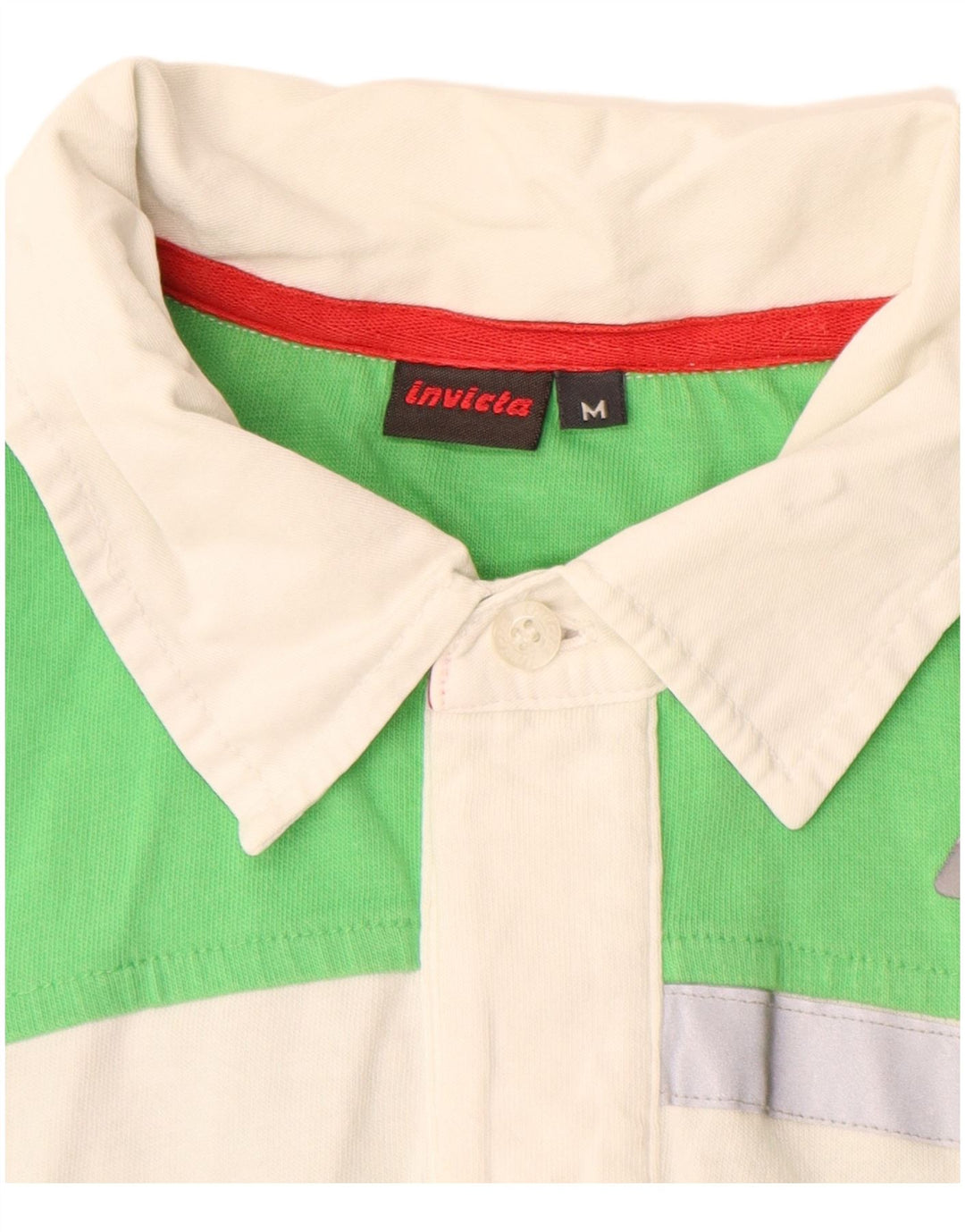 INVICTA Mens Polo Shirt Medium Green Colourblock Cotton