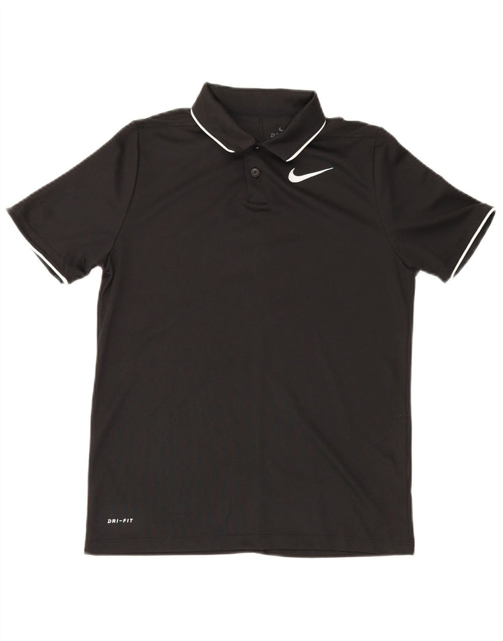 Nike Boys Dri Fit Polo Shirt 12-13 Years Large Black Polyester