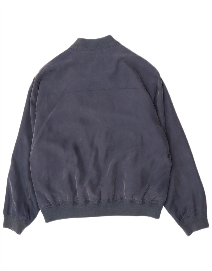 Porto Di Panama Chaqueta Bomber para Hombre IT 48 Seda Azul Marino Mediana