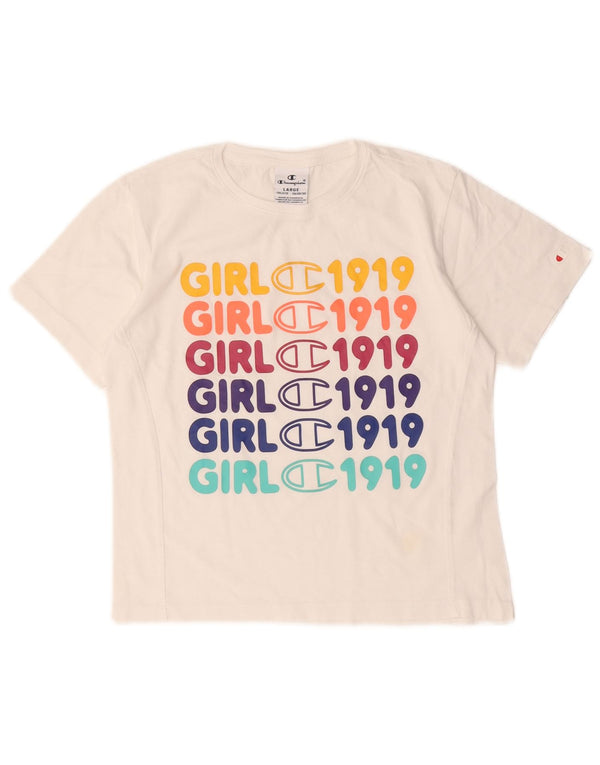 Champion T-Shirt mit Grafik für Mädchen, 11–12 Jahre, Größe L, Weiß